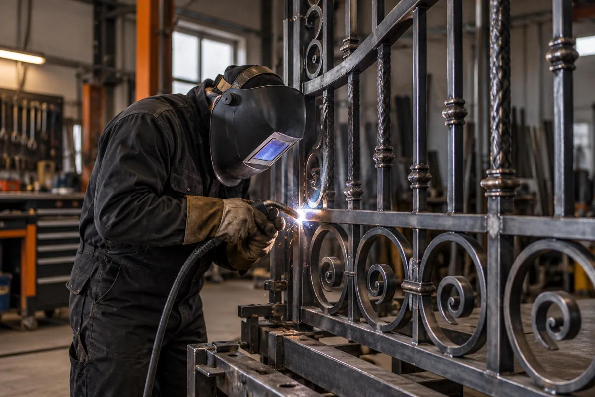 Metal kapı üzerinde uzman çalışmasını temsil eden görsel
